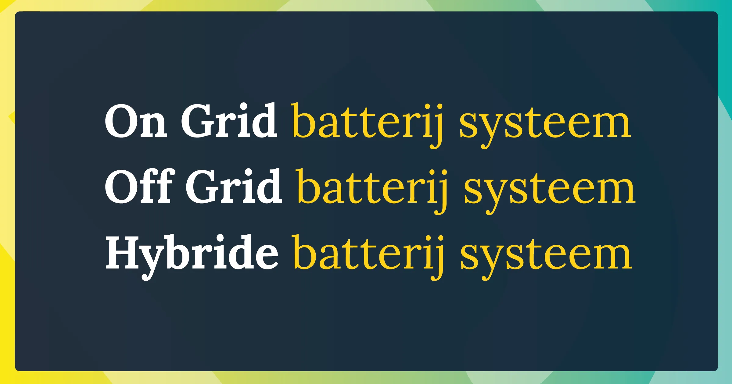 off on hybride grid batterij systeem 